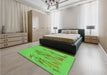 Round Machine Washable Transitional Neon Green Rug in a Office, wshpat2780grn