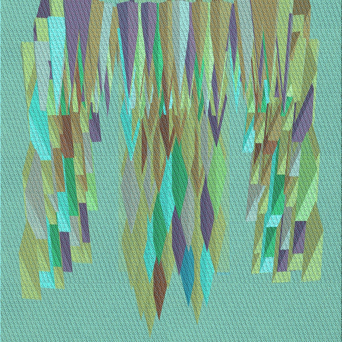 Patterned Turquoise Green Rug, pat2780lblu