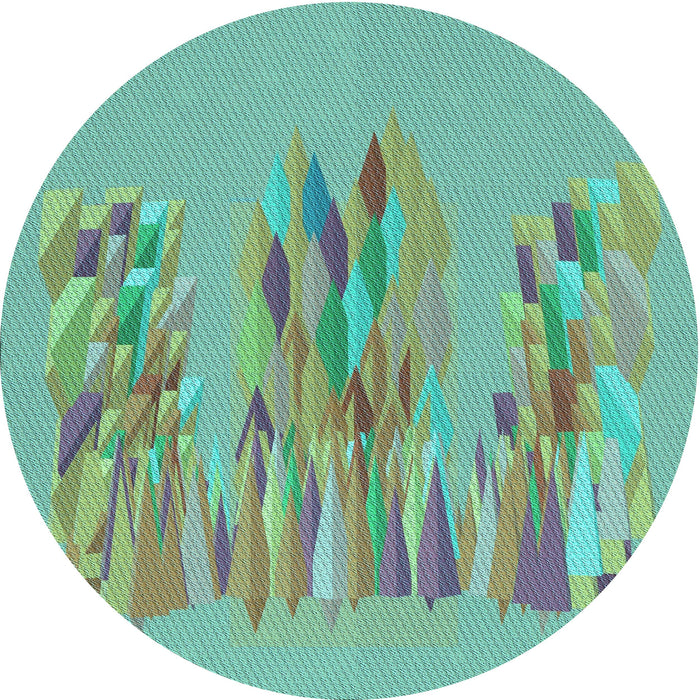 Square Patterned Turquoise Green Rug, pat2780lblu