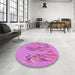 Round Patterned Violet Purple Rug in a Office, pat2780pur