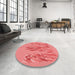 Round Patterned Fire Red Rug in a Office, pat2780rd