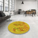 Round Patterned Gold Yellow Rug in a Office, pat2780yw