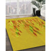 Patterned Gold Yellow Rug in Family Room, pat2780yw