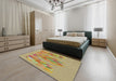 Machine Washable Transitional Chrome Gold Yellow Rug in a Bedroom, wshpat2780