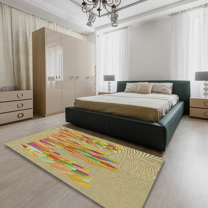 Machine Washable Transitional Chrome Gold Yellow Rug in a Bedroom, wshpat2780