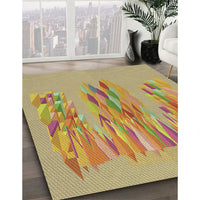 Patterned Chrome Gold Yellow Novelty Rug, pat2780