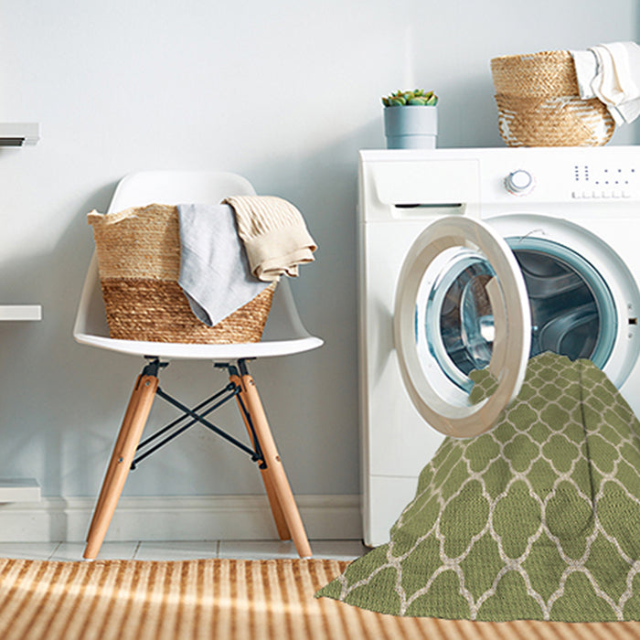 Machine Washable Transitional Ginger Brown Green Rug in a Washing Machine, wshpat2781brn