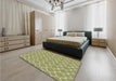 Patterned Ginger Brown Green Rug in a Bedroom, pat2781brn