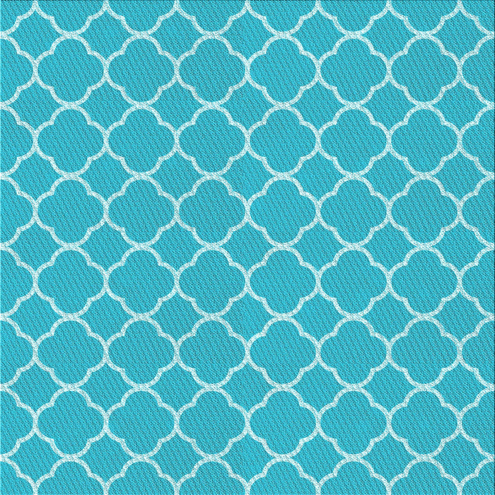 Round Patterned Bright Cyan Blue Rug, pat2781lblu