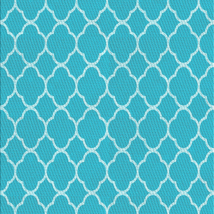 Patterned Bright Cyan Blue Rug, pat2781lblu