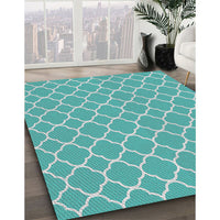 Patterned Light Sea Green Novelty Rug, pat2781