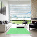 Square Patterned Green Rug in a Living Room, pat2782grn