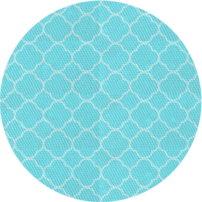 Square Patterned Bright Turquoise Blue Rug, pat2782lblu