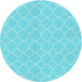 Square Patterned Bright Turquoise Blue Rug, pat2782lblu