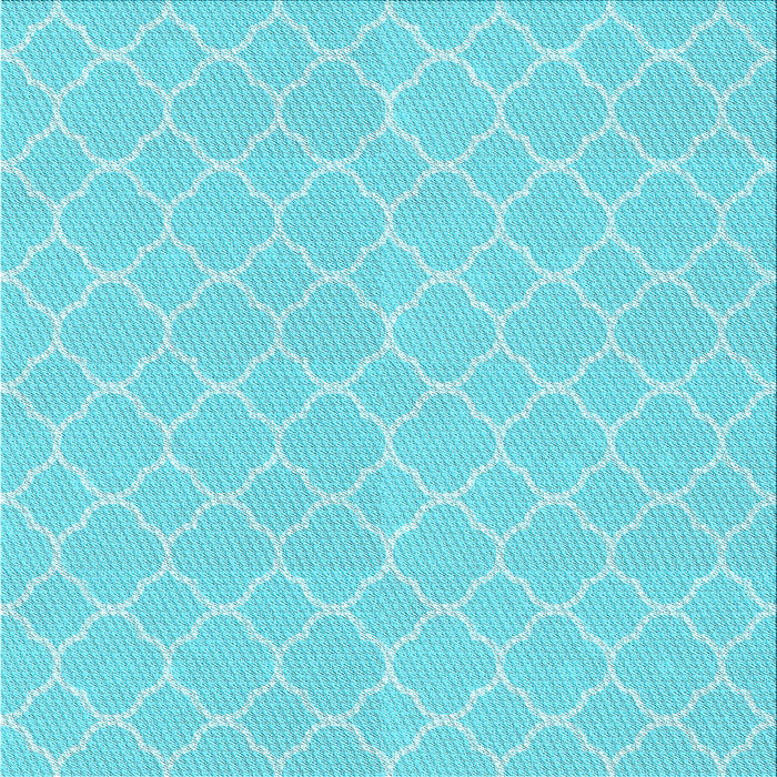 Round Machine Washable Transitional Bright Turquoise Blue Rug, wshpat2782lblu