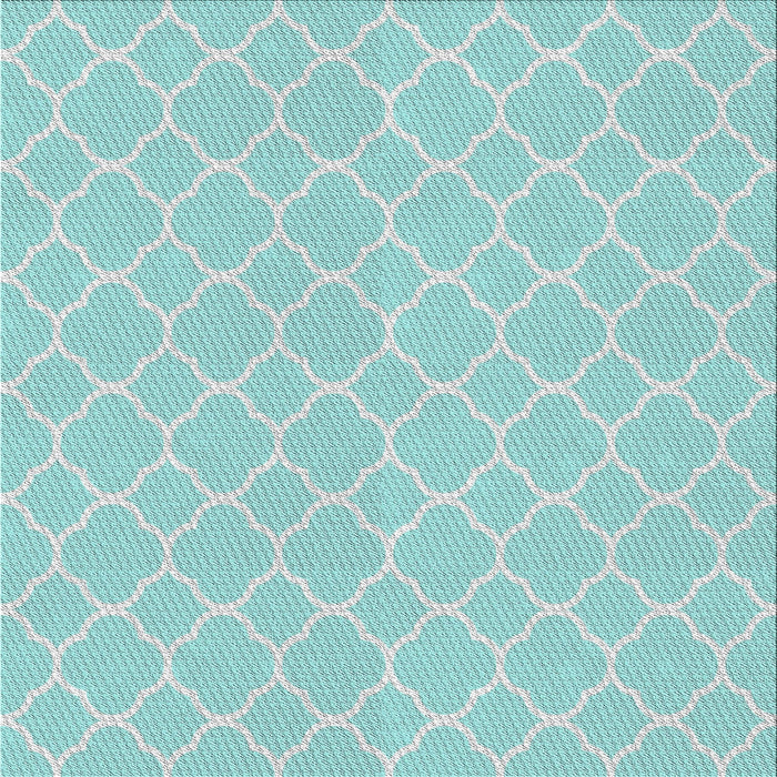 Square Patterned Seafoam Green Novelty Rug, pat2782