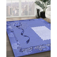 Patterned Denim Blue Rug, pat2783blu