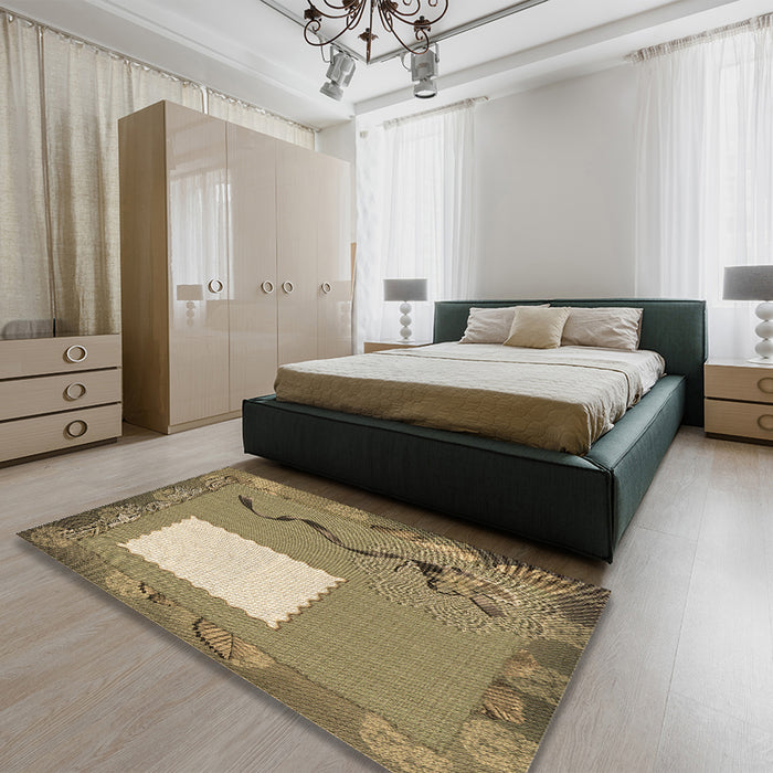 Patterned Oak Brown Rug in a Bedroom, pat2783brn