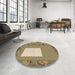 Round Patterned Oak Brown Rug in a Office, pat2783brn