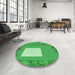 Round Patterned Neon Green Rug in a Office, pat2783grn