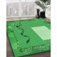 Patterned Neon Green Rug, pat2783grn