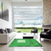 Square Patterned Neon Green Rug in a Living Room, pat2783grn