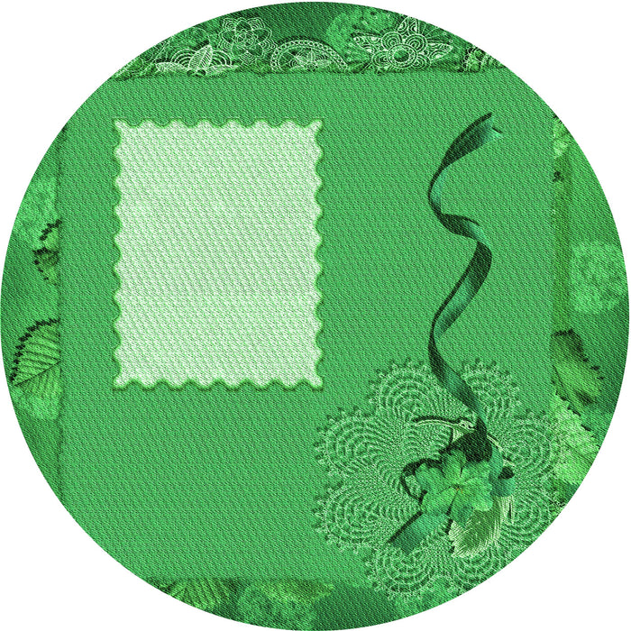 Square Patterned Neon Green Rug, pat2783grn