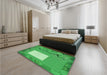 Patterned Neon Green Rug in a Bedroom, pat2783grn