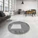 Round Patterned Carbon Gray Rug in a Office, pat2783gry