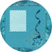 Square Machine Washable Transitional Bright Turquoise Blue Rug in a Living Room, wshpat2783lblu