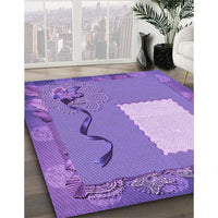 Patterned Bright Lilac Purple Rug, pat2783pur