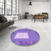 Round Patterned Bright Lilac Purple Rug in a Office, pat2783pur