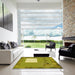 Square Patterned Dark Yellow Green Rug in a Living Room, pat2783yw