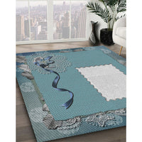 Patterned Blue Novelty Rug, pat2783