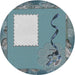 Square Machine Washable Transitional Blue Rug, wshpat2783