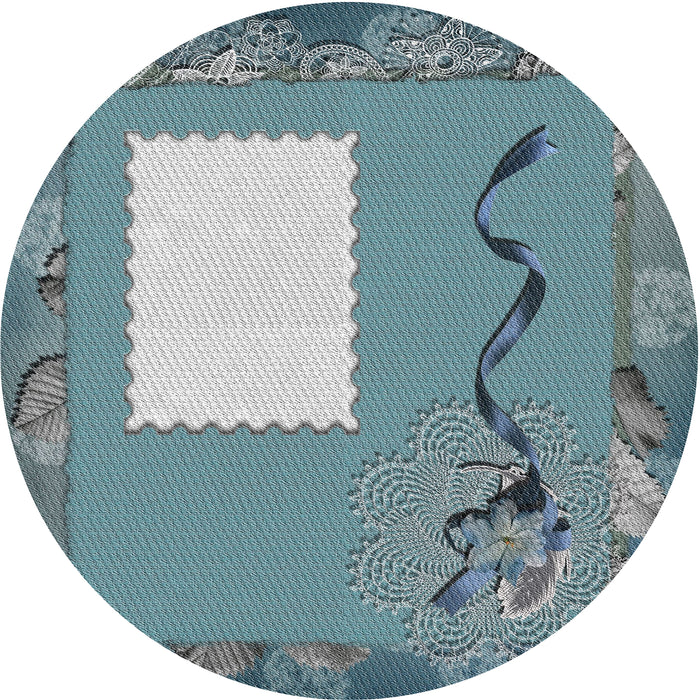 Sideview of Patterned Blue Novelty Rug, pat2783
