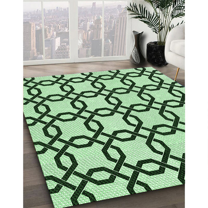 Machine Washable Transitional Mint Green Rug in a Family Room, wshpat2784grn