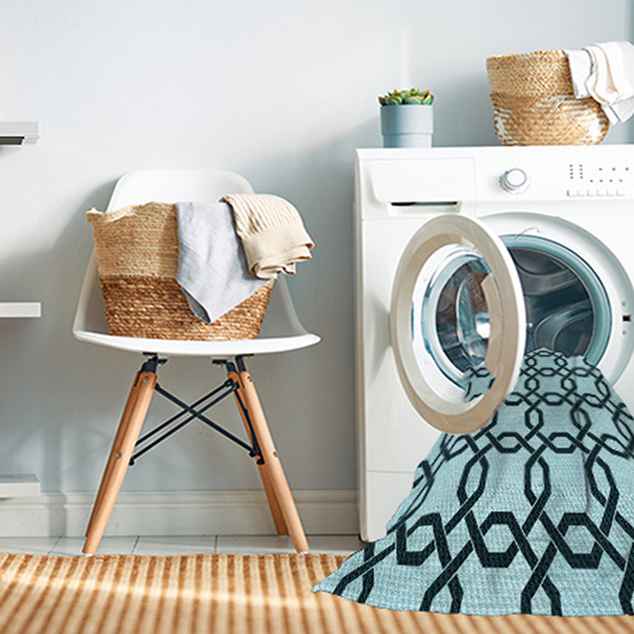 Machine Washable Transitional Blue Rug in a Washing Machine, wshpat2784lblu