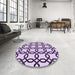 Round Patterned Purple Rug in a Office, pat2784pur