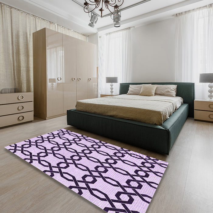 Round Machine Washable Transitional Purple Rug in a Office, wshpat2784pur