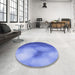 Round Patterned Sky Blue Rug in a Office, pat2785blu