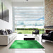 Square Patterned Neon Green Rug in a Living Room, pat2785grn