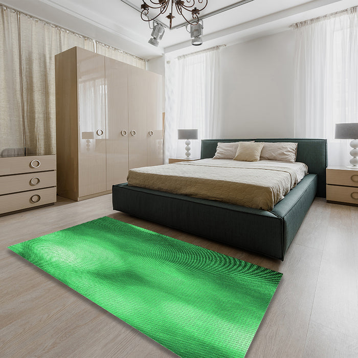 Patterned Neon Green Rug in a Bedroom, pat2785grn