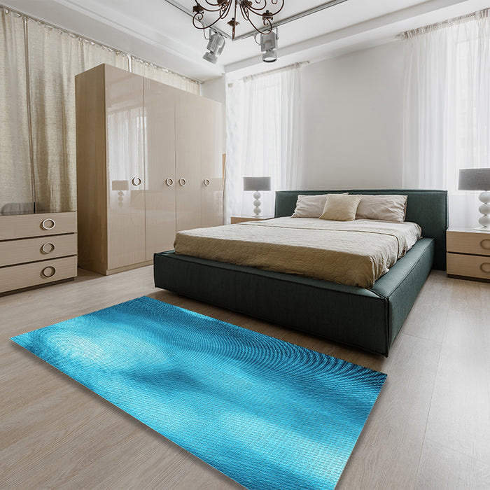 Patterned Blue Rug in a Bedroom, pat2785lblu