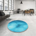 Round Patterned Blue Rug in a Office, pat2785lblu