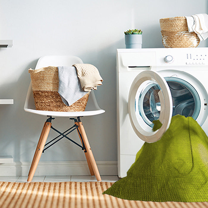 Machine Washable Transitional Olive Green Rug in a Washing Machine, wshpat2785yw