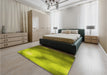 Patterned Olive Green Rug in a Bedroom, pat2785yw