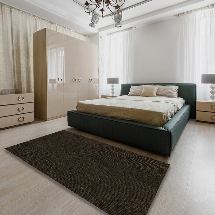Patterned Milk Chocolate Brown Rug in a Bedroom, pat2786brn