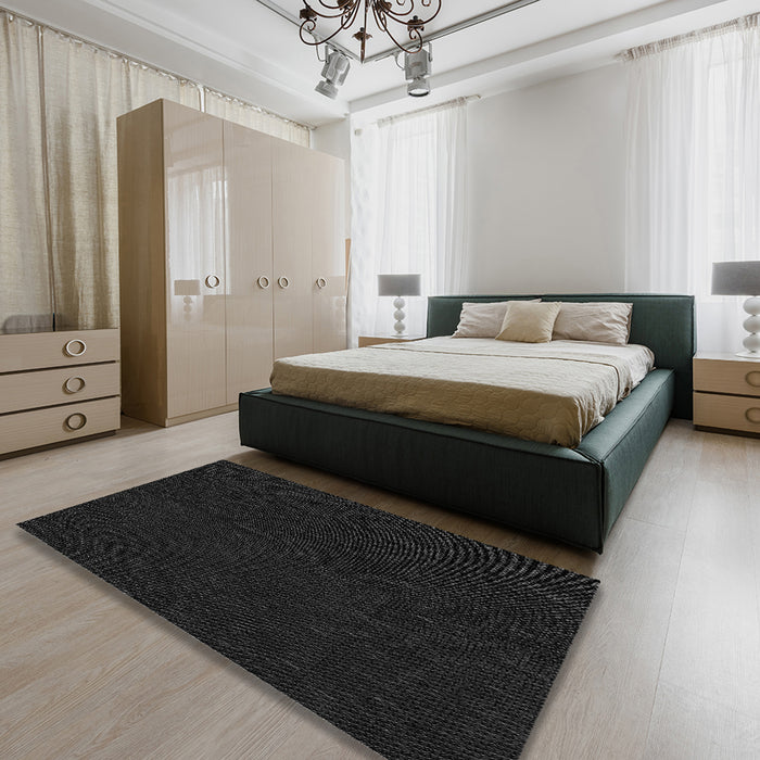 Patterned Light Black Novelty Rug in a Bedroom, pat2786