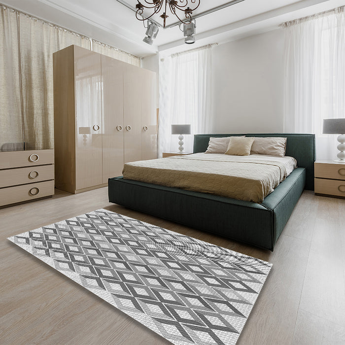Patterned Gray Rug in a Bedroom, pat2787gry